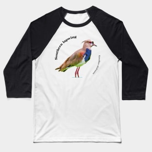 Southern lapwing tropical bird pin black text Baseball T-Shirt